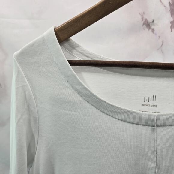 J Jill T Shirt Womens Small P White Perfect Pima Seamed Tee Quarter Sleeve - Picture 2 of 10